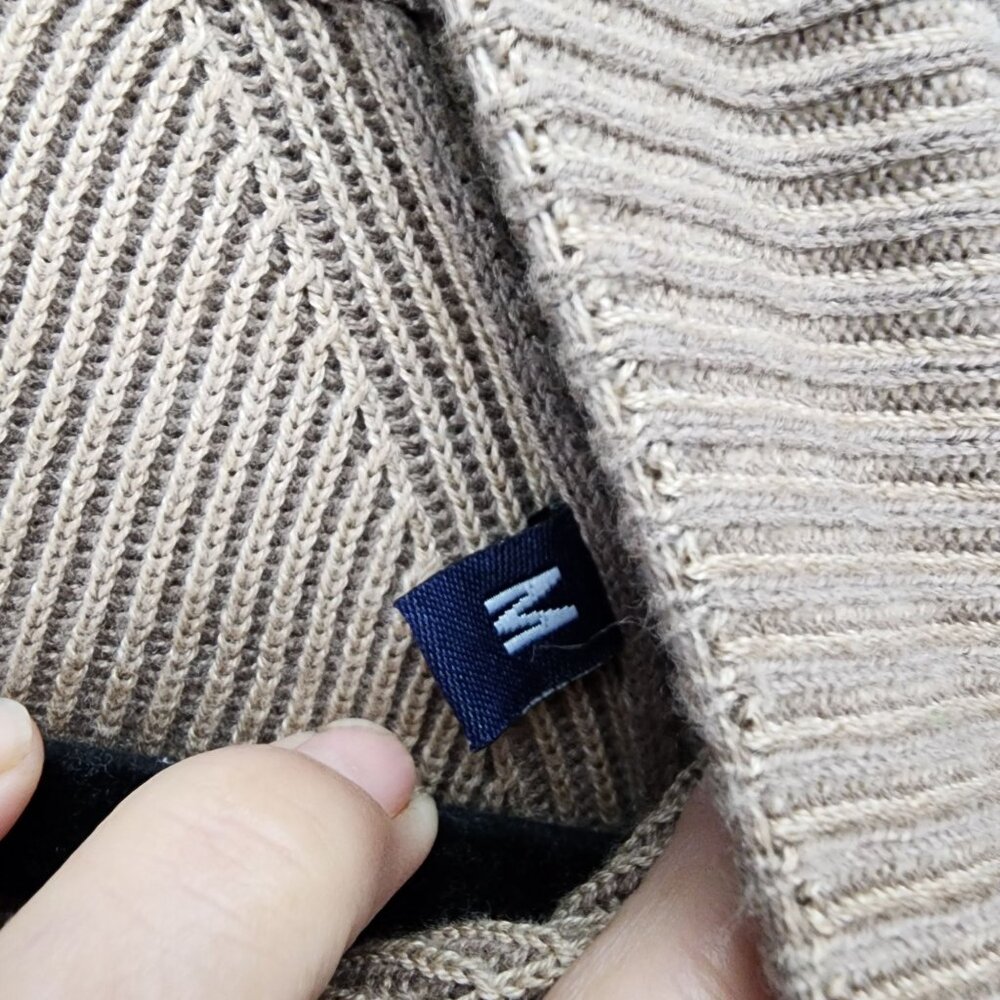 Luchiano Visconti Sweater Mens M Taupe Brown Ribbed Knit 1/4 Zip Pullover *NWT* - Picture 4 of 11